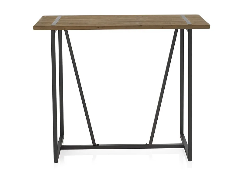 Stehtisch 130x70 aus Fichtenholz mit Beinen aus schwarzem Metall