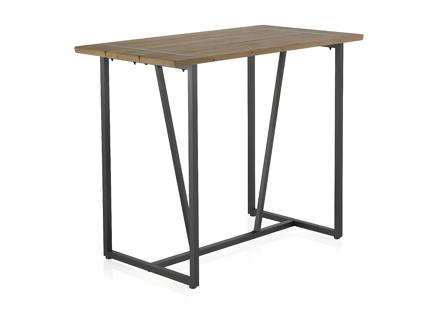 Tavolo alto da bar 130x70 in legno di abete con gambe in metallo nero