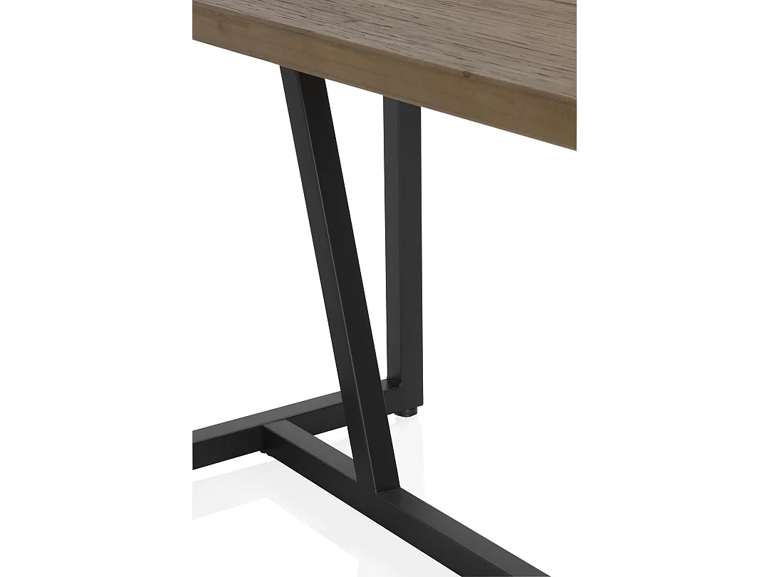 Mesa alta de bar 130x70 de madera de abeto con patas metálicas negras