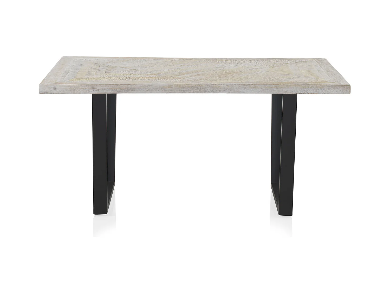 Tavolo in legno massiccio di mango patinato bianco 160x90