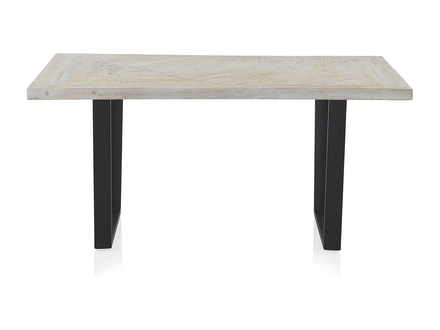 Mesa maciça de madeira de manga patinada a branco 160x90