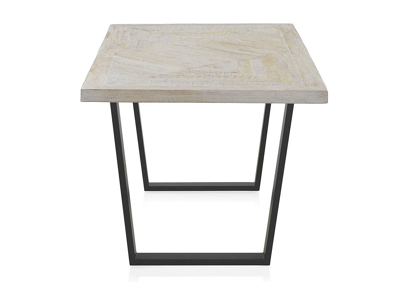 Mesa maciça de madeira de manga patinada a branco 160x90