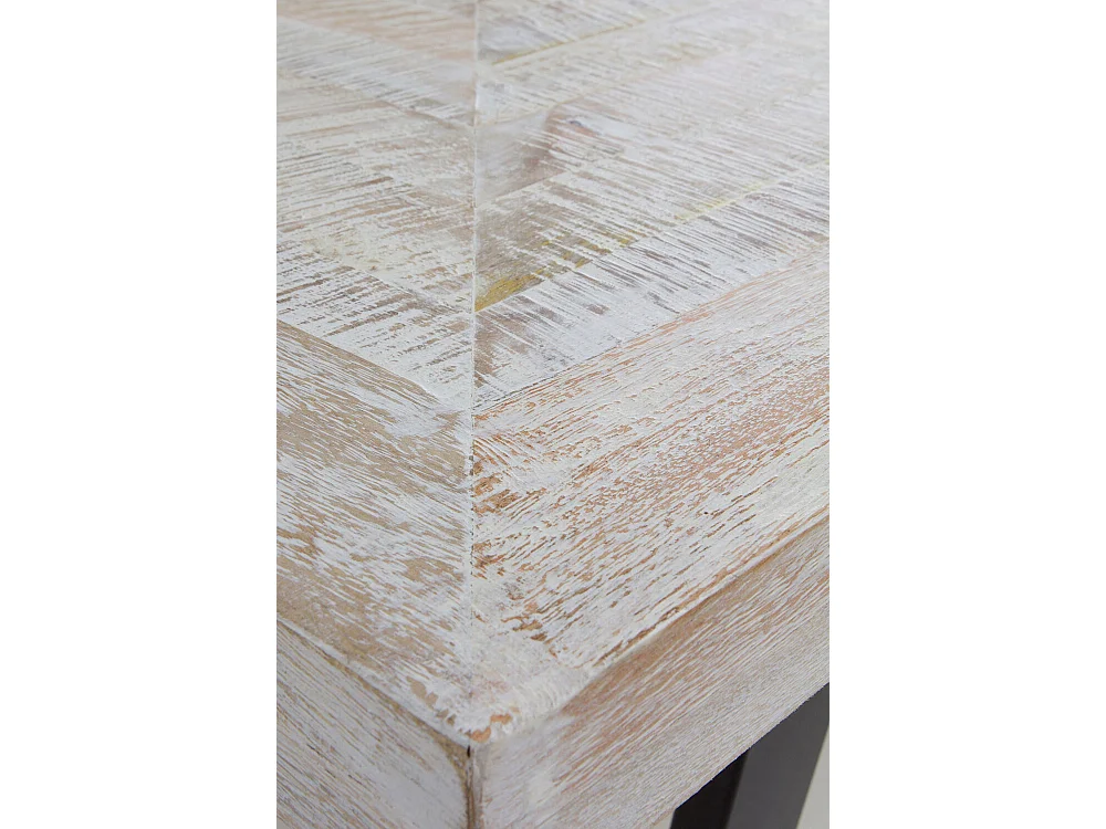 Mesa maciça de madeira de manga patinada a branco 160x90