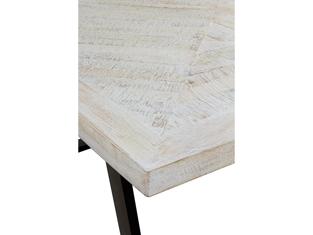 Mesa maciça de madeira de manga patinada a branco 160x90