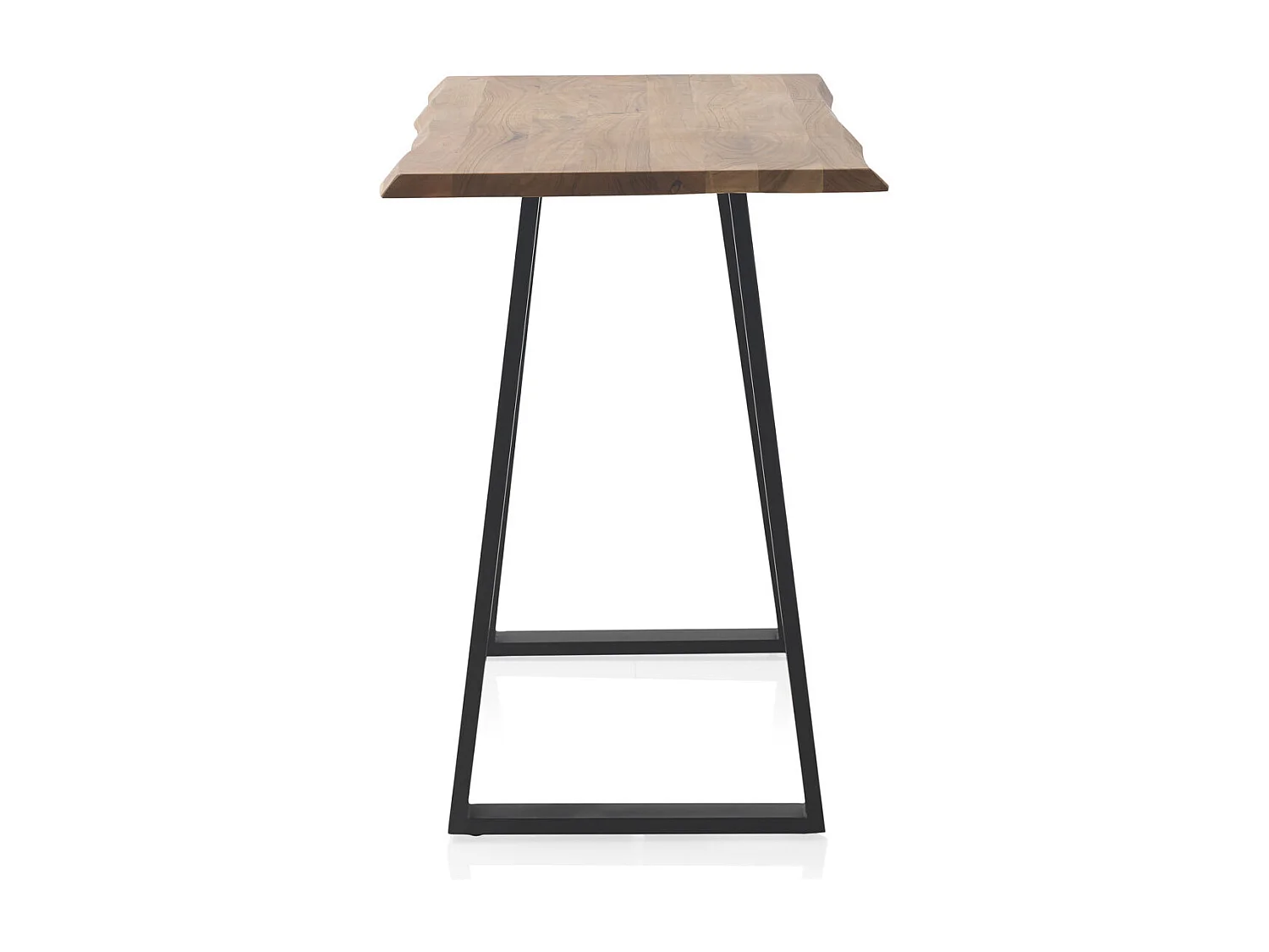 Stehtisch 130x70 aus massivem Akazienholz mit schwarzen Metallbeinen