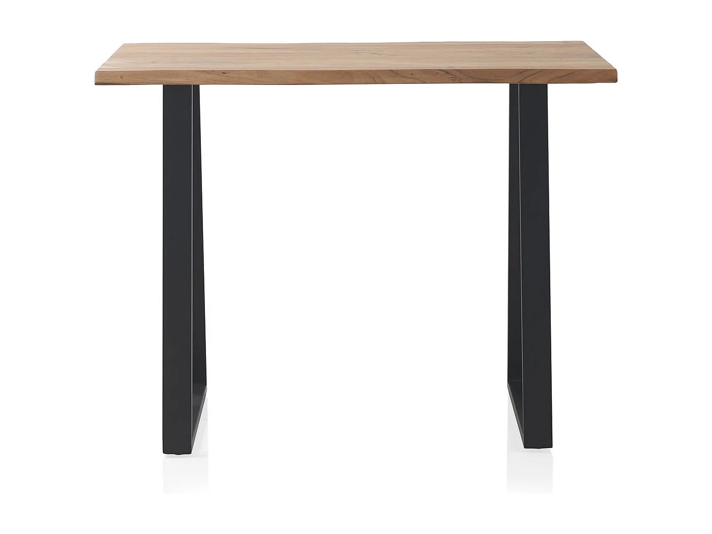 Stehtisch 130x70 aus massivem Akazienholz mit schwarzen Metallbeinen