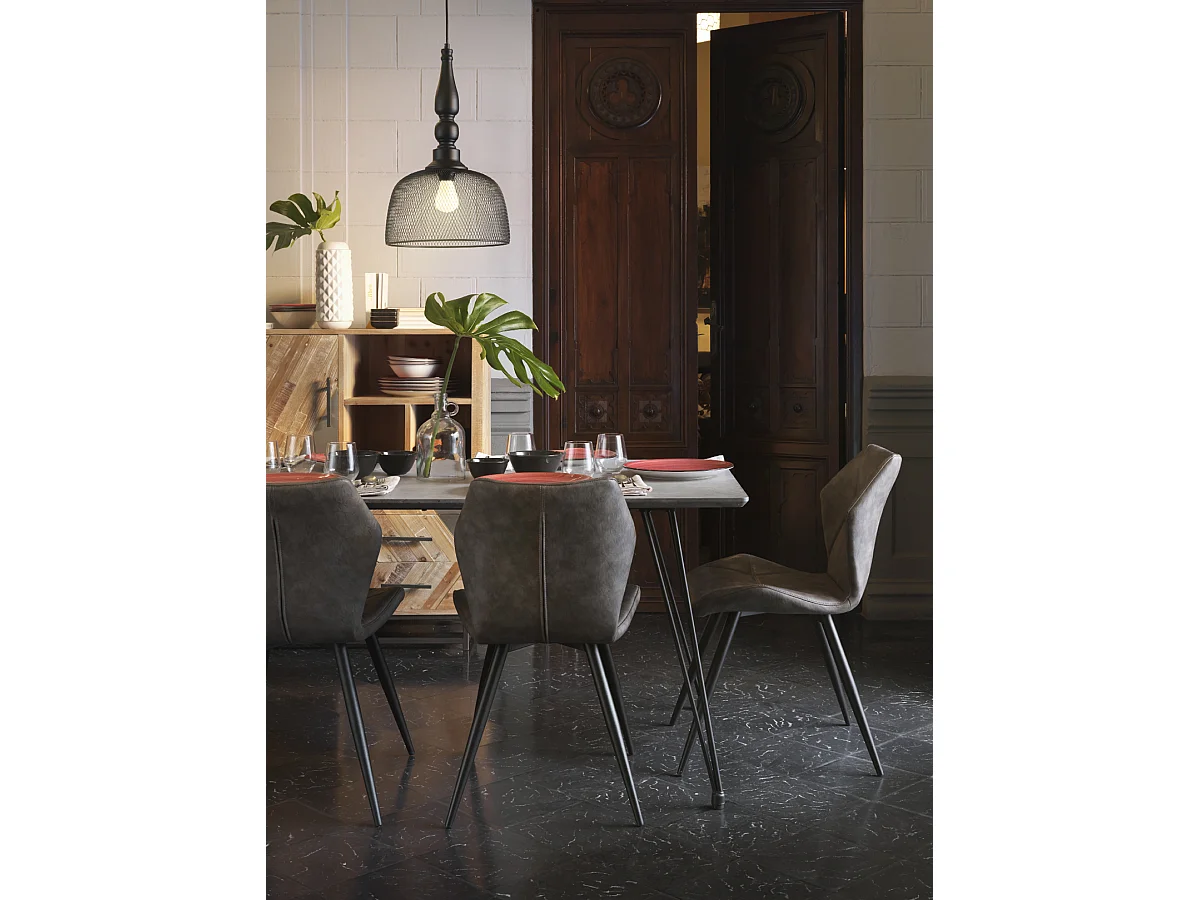 Mesa de melamina efecto cemento con patas metal 160x90