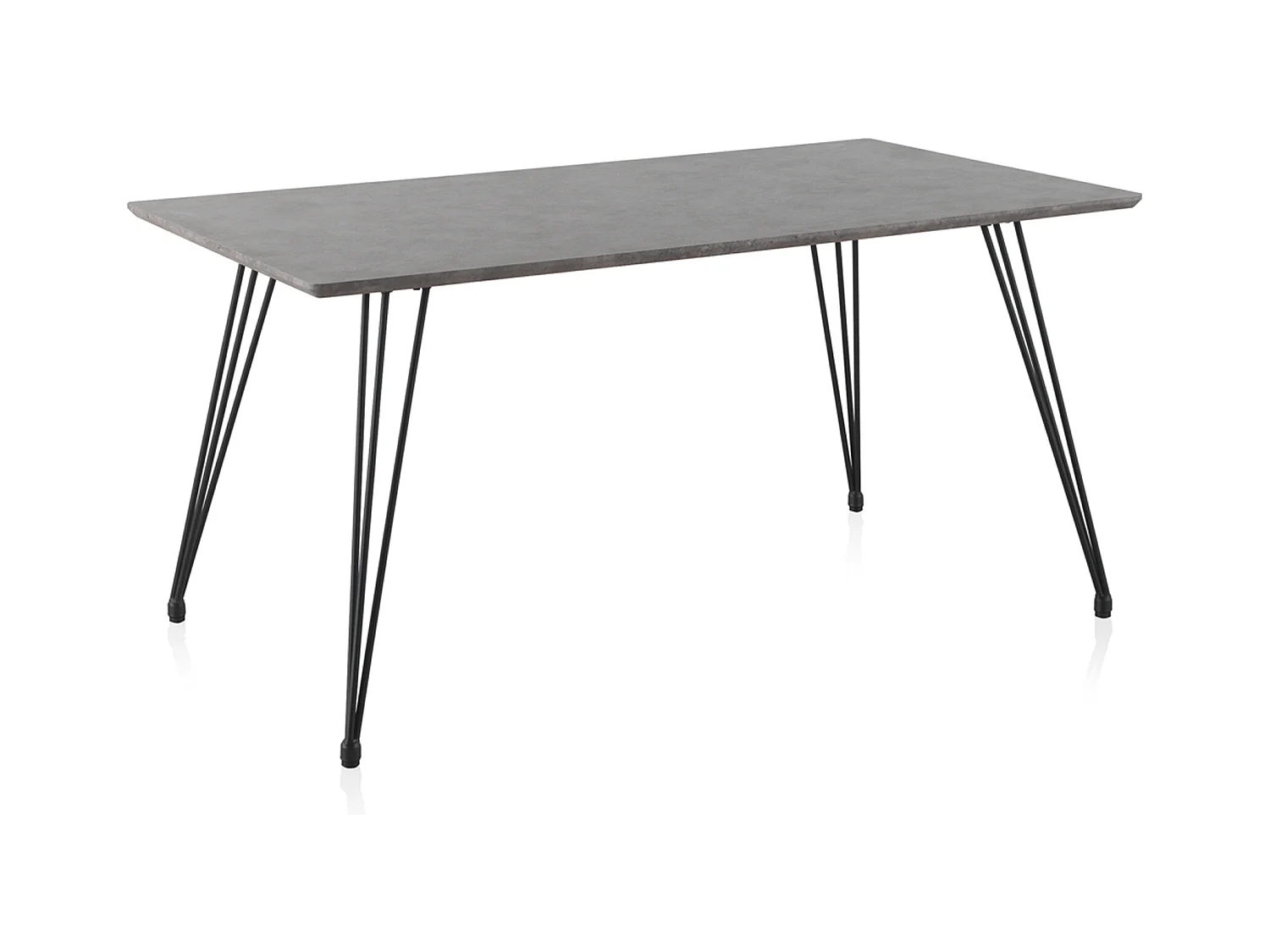 Table en mélamine effet ciment avec pieds en métal 160x90
