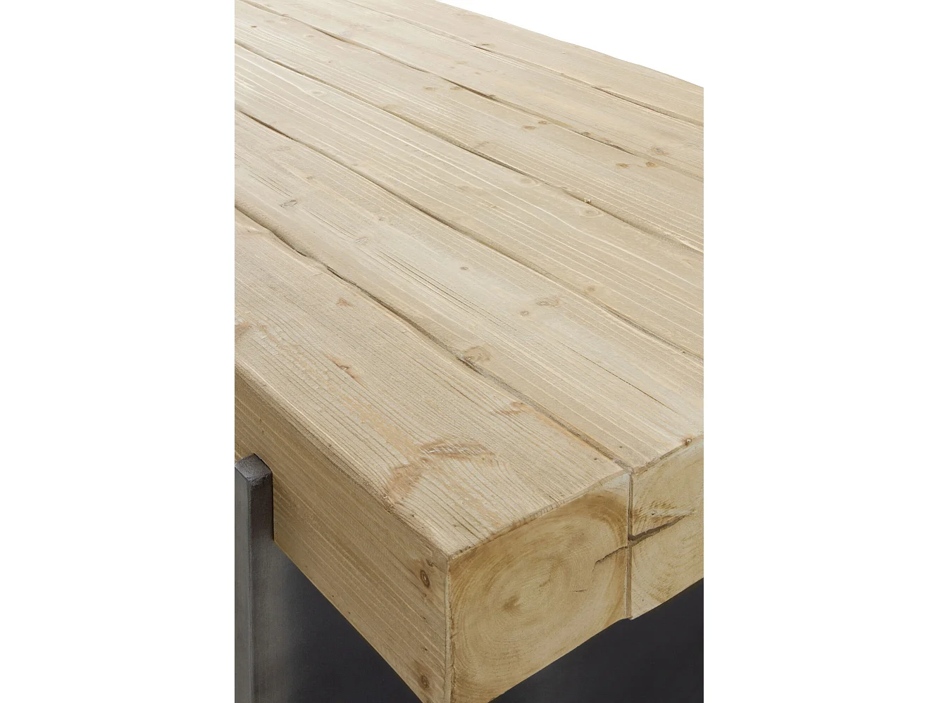 Mesa em painel de fibras de média densidade com folheado de abeto e pés em metal lacado 200x94