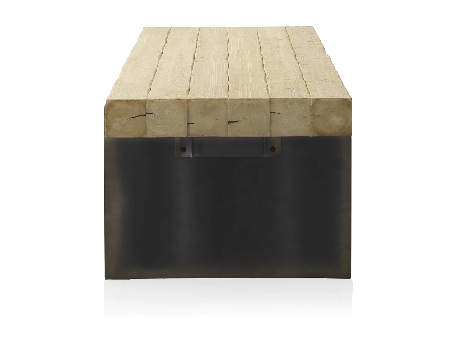 Mesa em painel de fibras de média densidade com folheado de abeto e pés em metal lacado 200x94