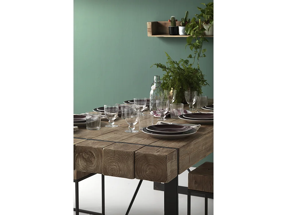 Tischplatte, Furnier aus Fichtenholz, Metallbeine 200 x 90