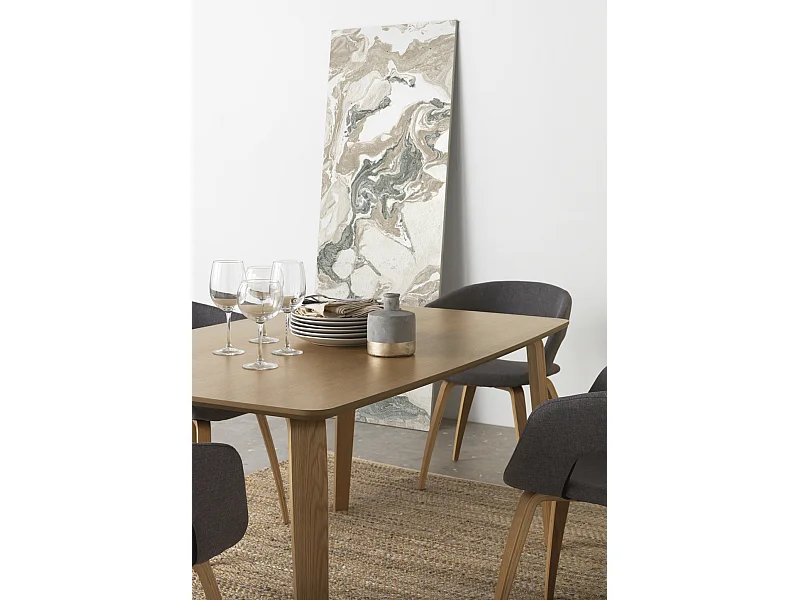 Mesa de painel de fibras de média densidade com pés folheados a carvalho 150x90 cm