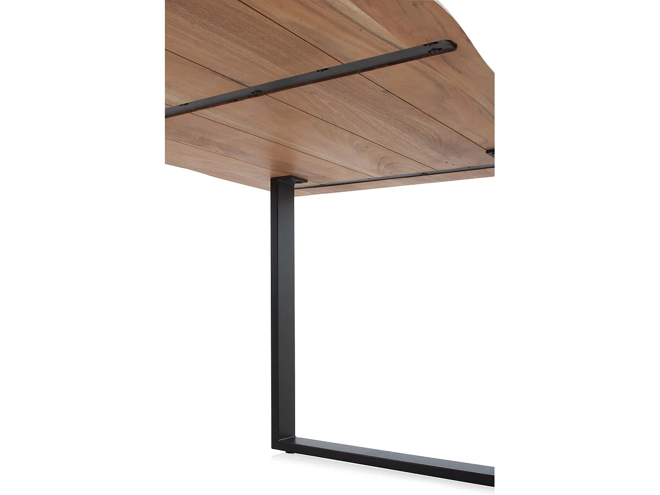 Mesa de madeira maciça de acácia 200x100 com pés de metal preto