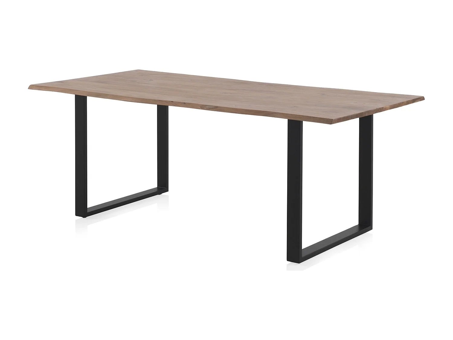 Mesa de madeira maciça de acácia 200x100 com pés de metal preto