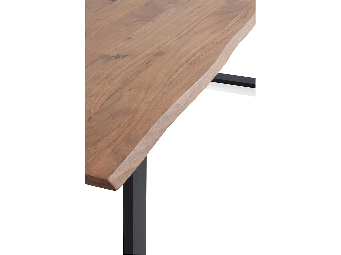 Mesa de madeira maciça de acácia 200x100 com pés de metal preto