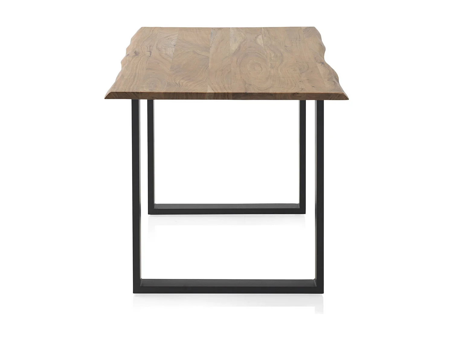 Mesa de madera maciza de acacia 140x80 con patas metálicas negras