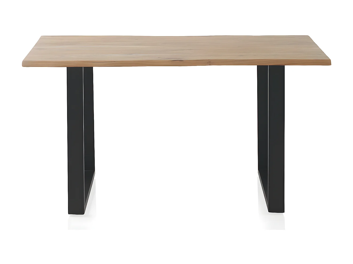 Mesa de madera maciza de acacia 140x80 con patas metálicas negras