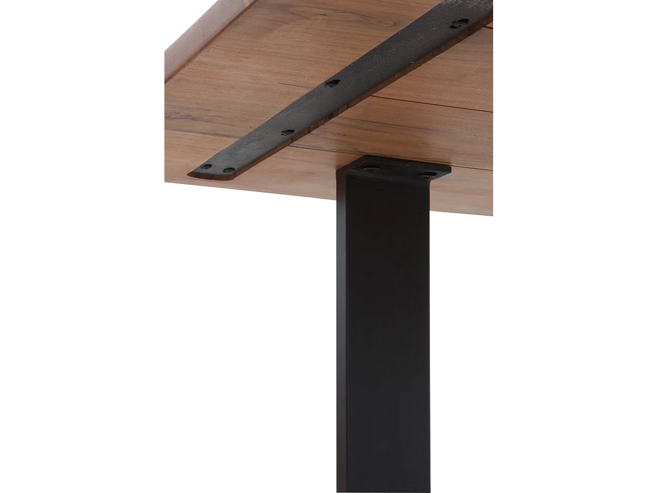 Mesa de madera maciza de acacia 140x80 con patas metálicas negras