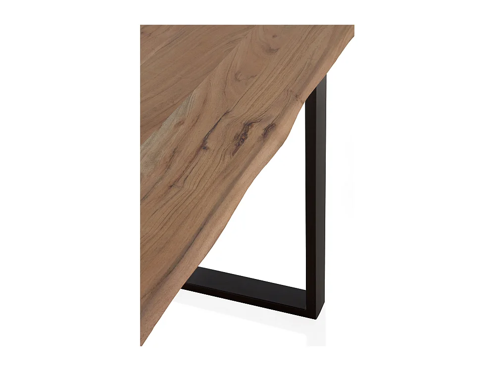 Table en acacia massif 140 x 80 cm avec pieds en métal noir