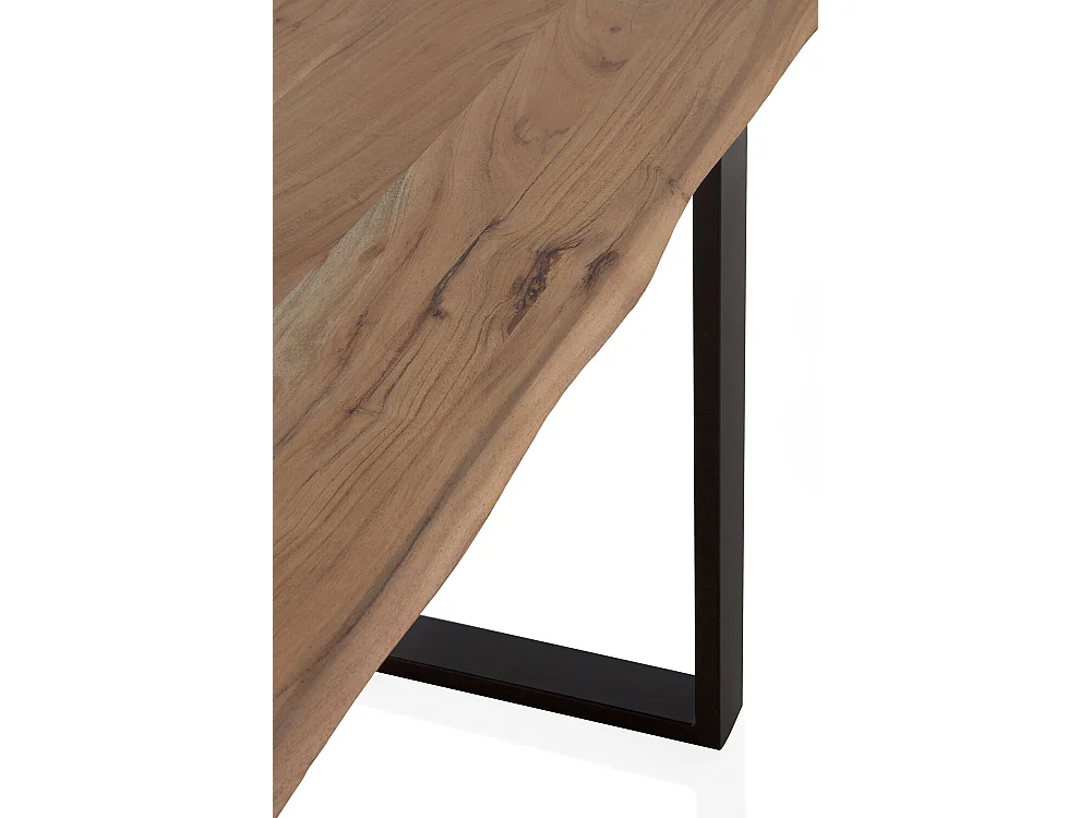 Tavolo 140x80 in legno massello di acacia con gambe in metallo nero