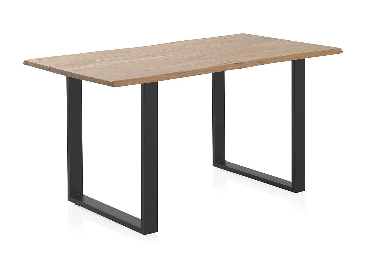 Tavolo 140x80 in legno massello di acacia con gambe in metallo nero