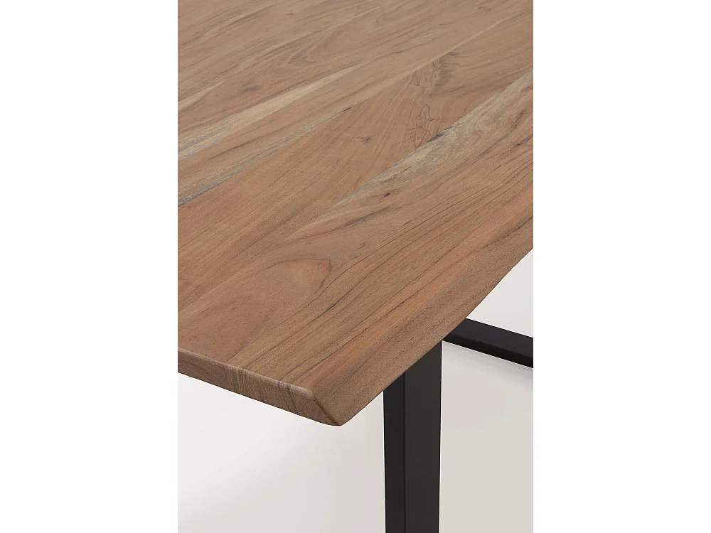 Tavolo 140x80 in legno massello di acacia con gambe in metallo nero