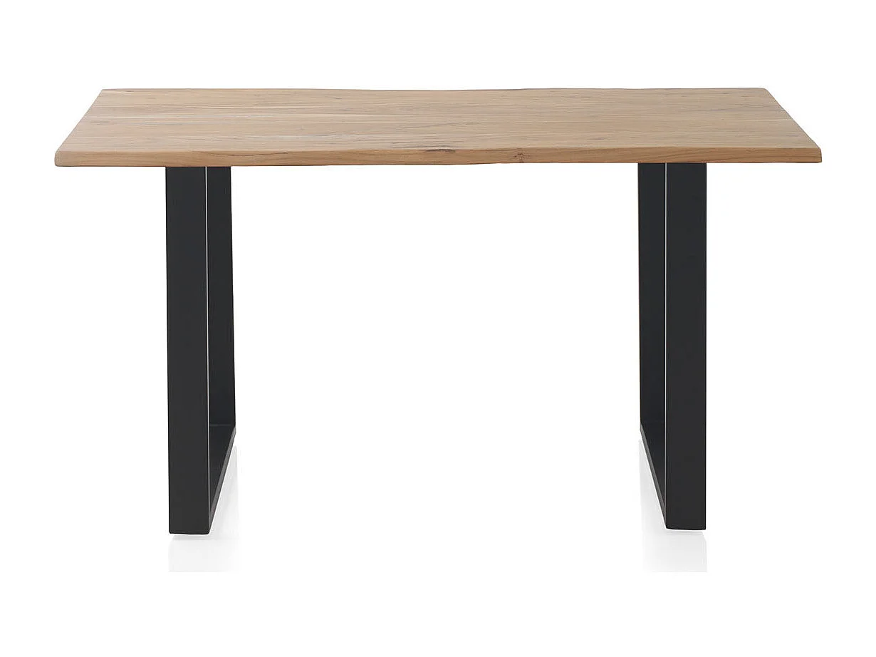 Tavolo 140x80 in legno massello di acacia con gambe in metallo nero