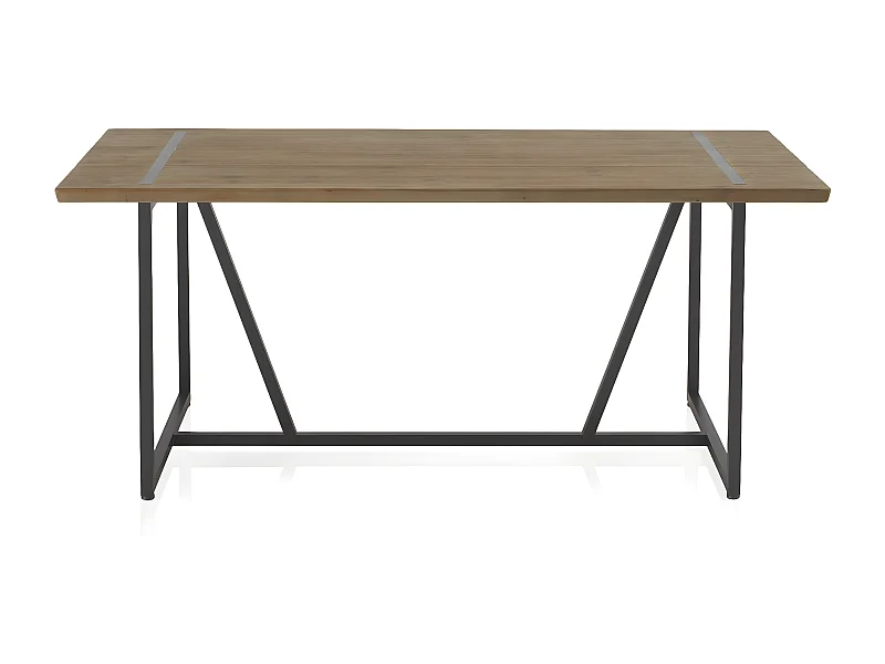 Mesa de madera de abeto 180x90 con patas metálicas negras