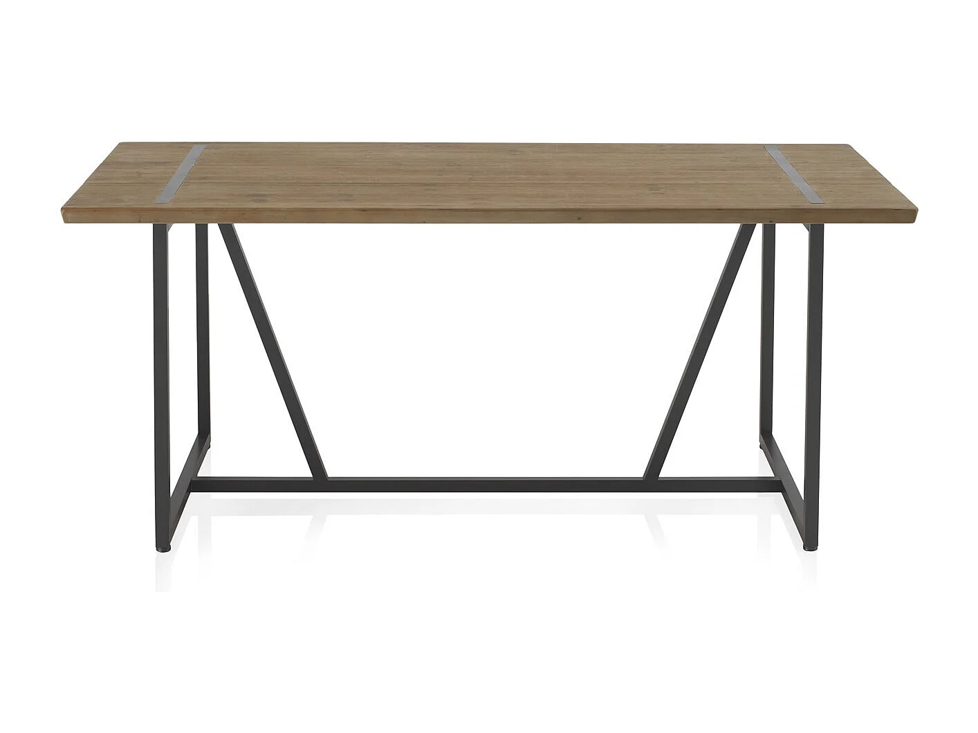 Mesa de madeira de abeto 180x90 com pés de metal preto