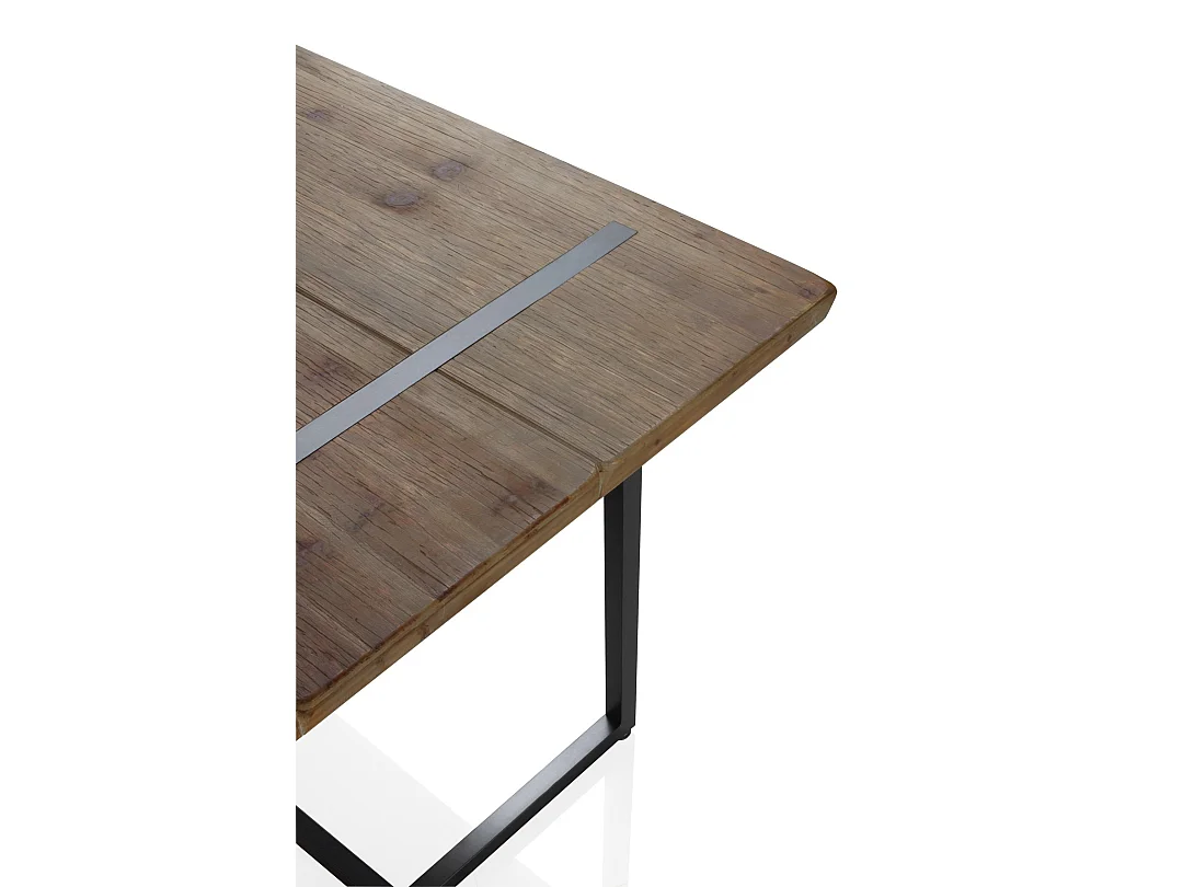 Mesa de madeira de abeto 180x90 com pés de metal preto