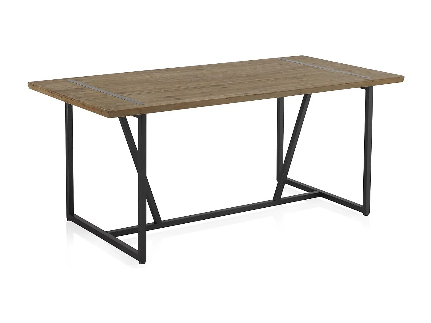 Mesa de madeira de abeto 180x90 com pés de metal preto