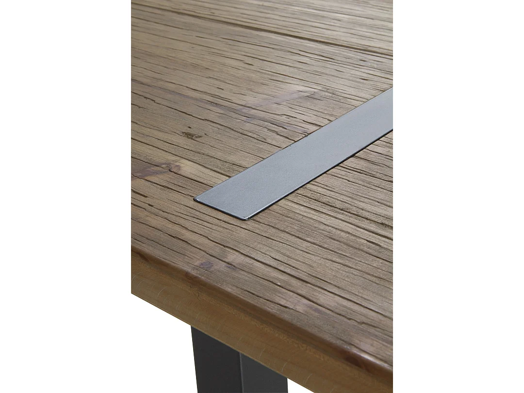 Mesa de madeira de abeto 180x90 com pés de metal preto