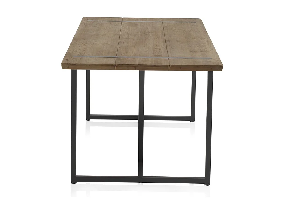 Mesa de madeira de abeto 180x90 com pés de metal preto