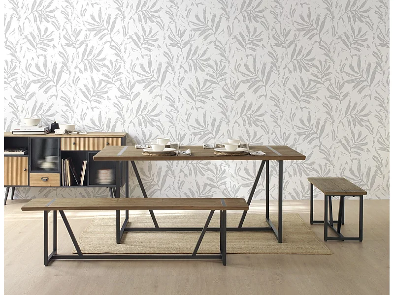 Tavolo in legno di abete 180x90 con gambe in metallo nero