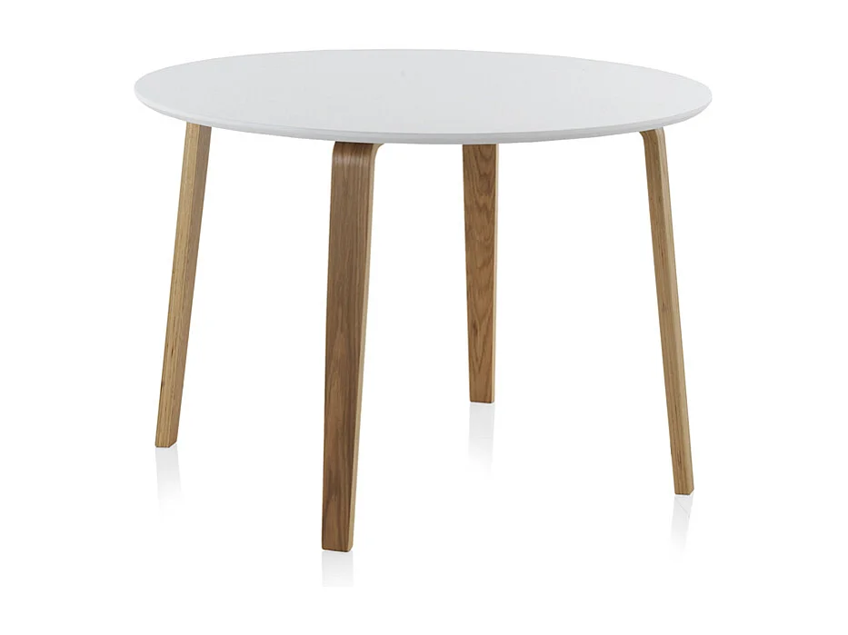 Mesa tablero de fibras de densidad media con patas chapadas de roble 110 diámetro