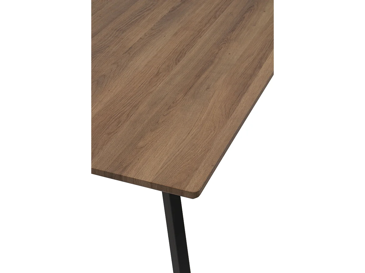 Tisch aus Melamin mit Eichenholz-Effekt und Metallbeinen 160x90