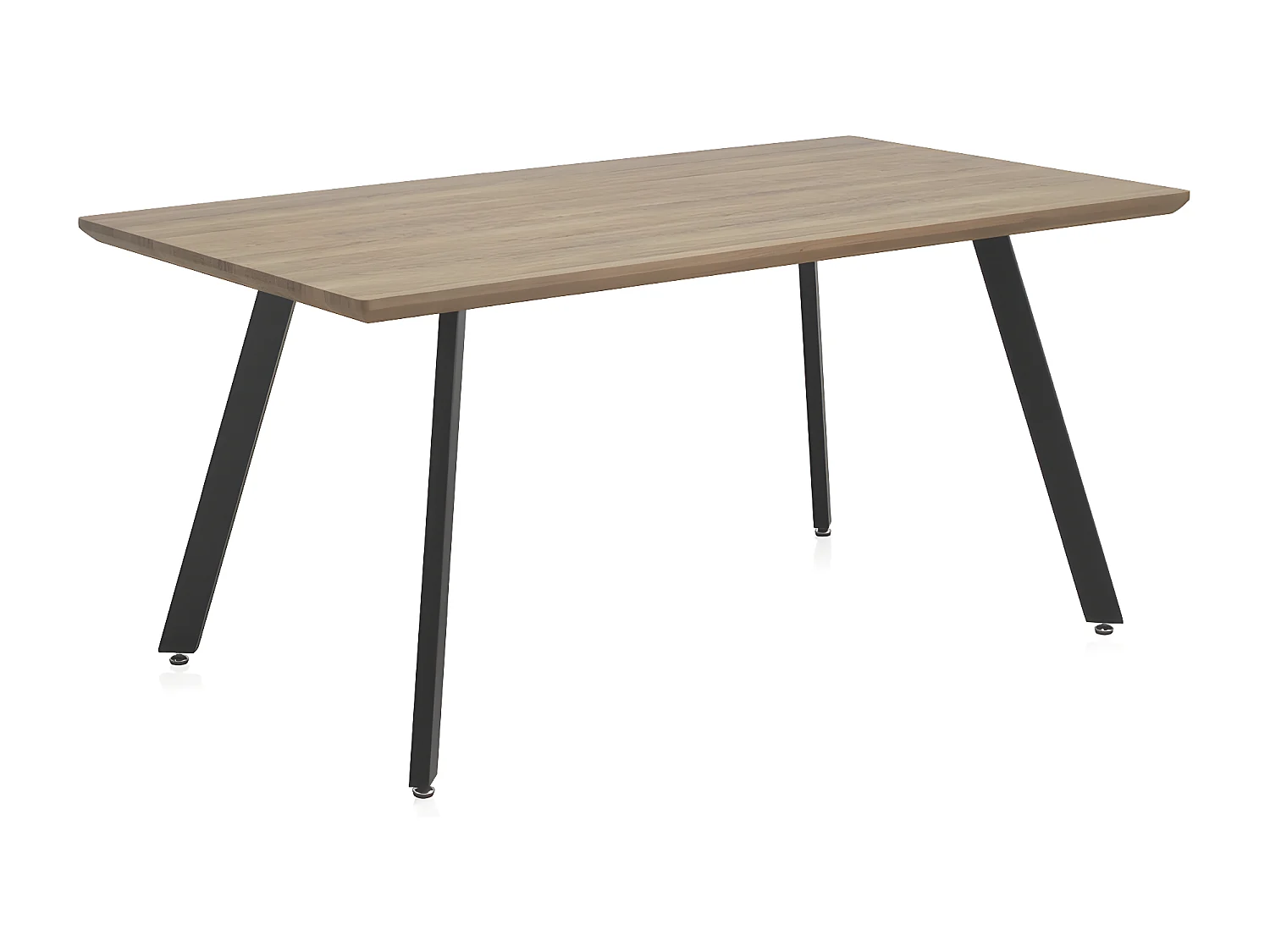 Tisch aus Melamin mit Eichenholz-Effekt und Metallbeinen 160x90