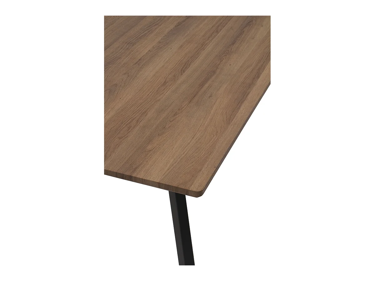 Table en mélamine effet bois de chêne avec pieds en métal 160x90