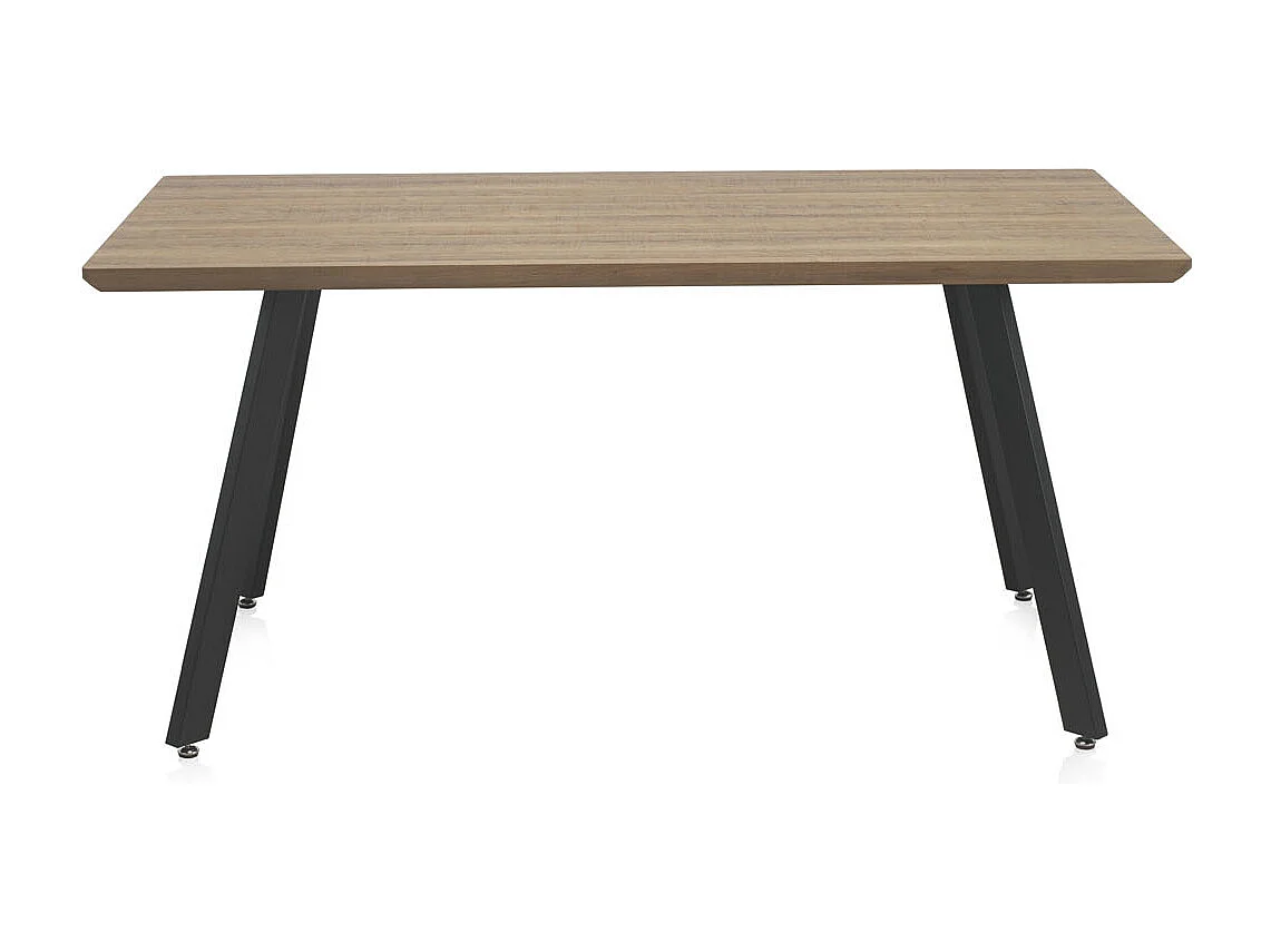 Tisch aus Melamin mit Eichenholz-Effekt und Metallbeinen 160x90