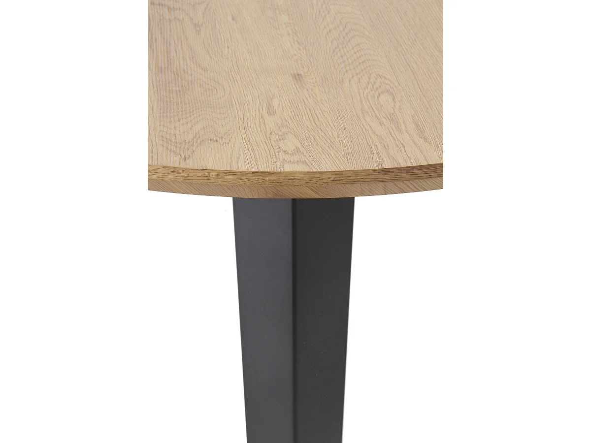 Table en mélamine effet frêne avec pieds métalliques 110 cm de diamètre