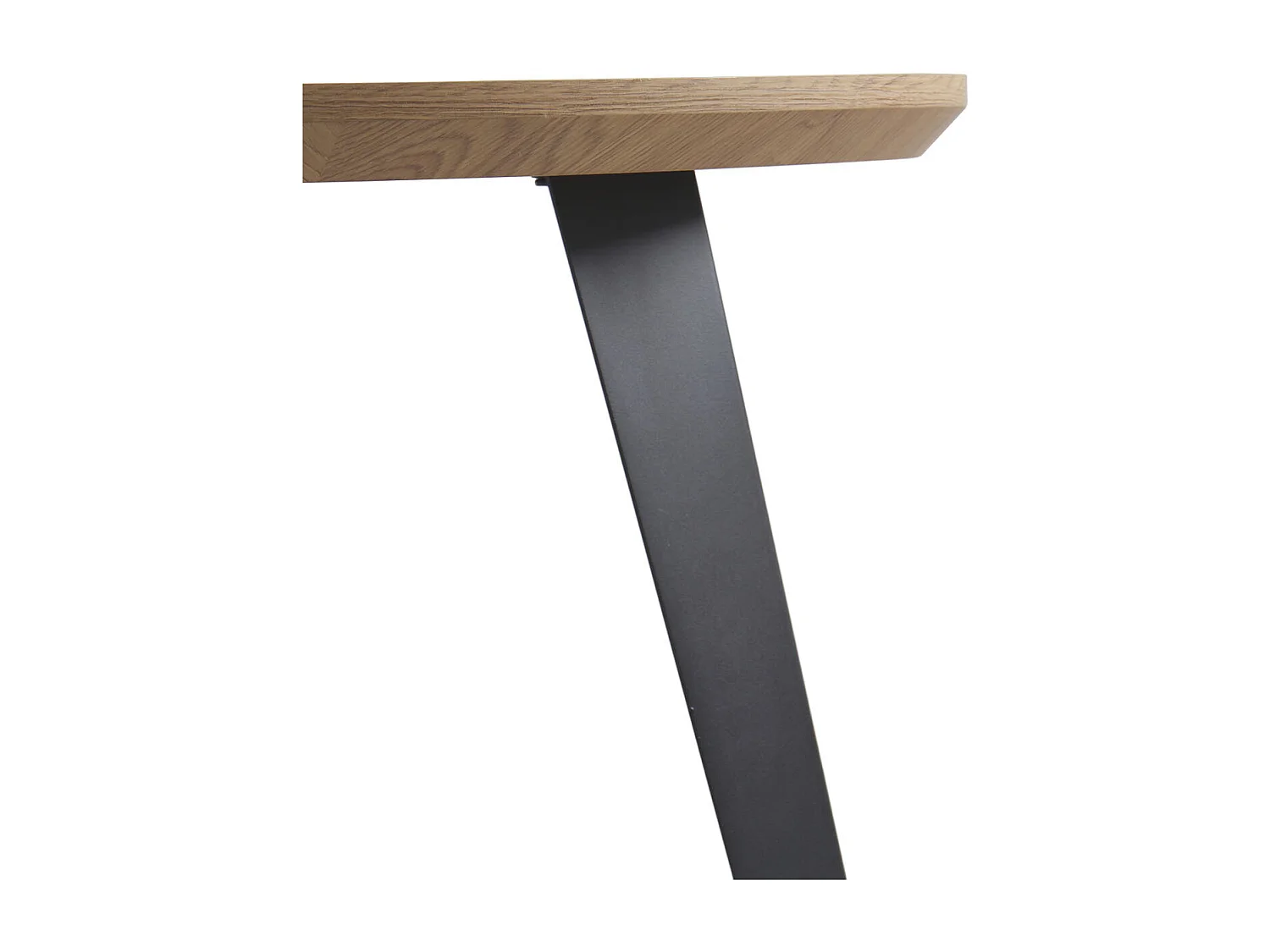 Table en mélamine effet frêne avec pieds métalliques 110 cm de diamètre