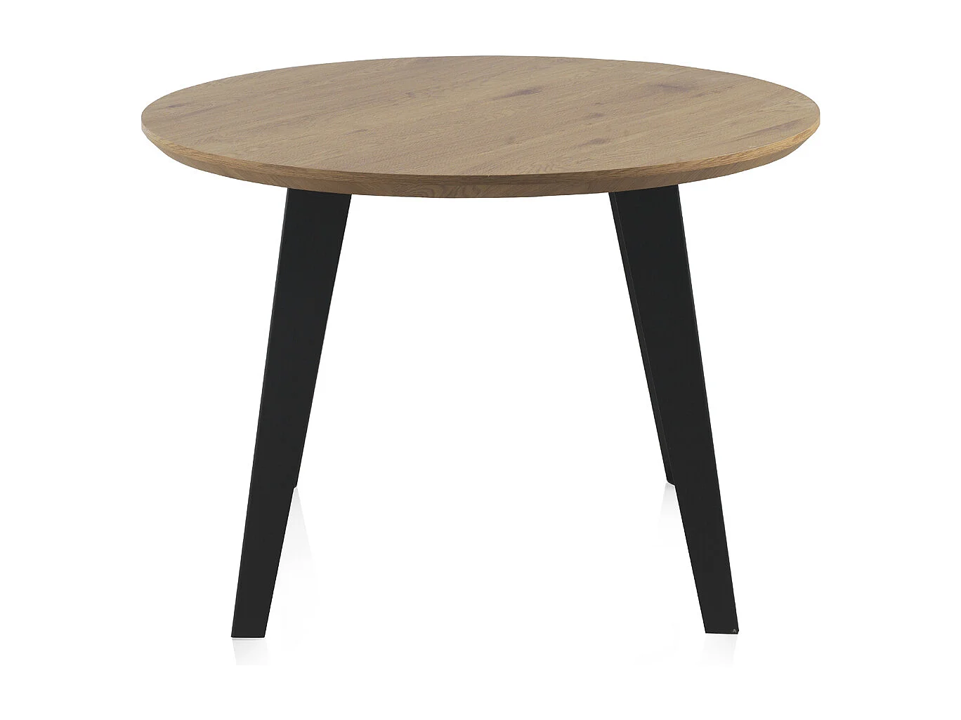 Table en mélamine effet frêne avec pieds métalliques 110 cm de diamètre