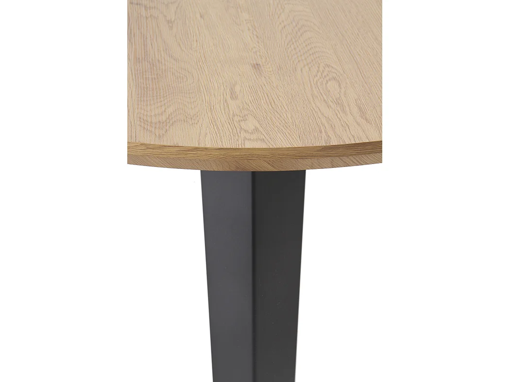 Table en mélamine effet frêne avec pieds métalliques 110 cm de diamètre