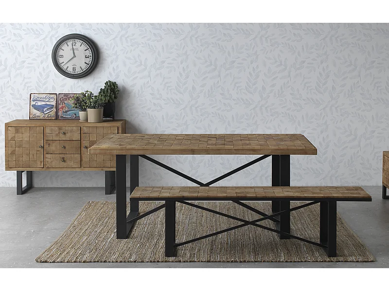 Tavolo in medium density fiberboard con multistrato di abete 182x90 cm