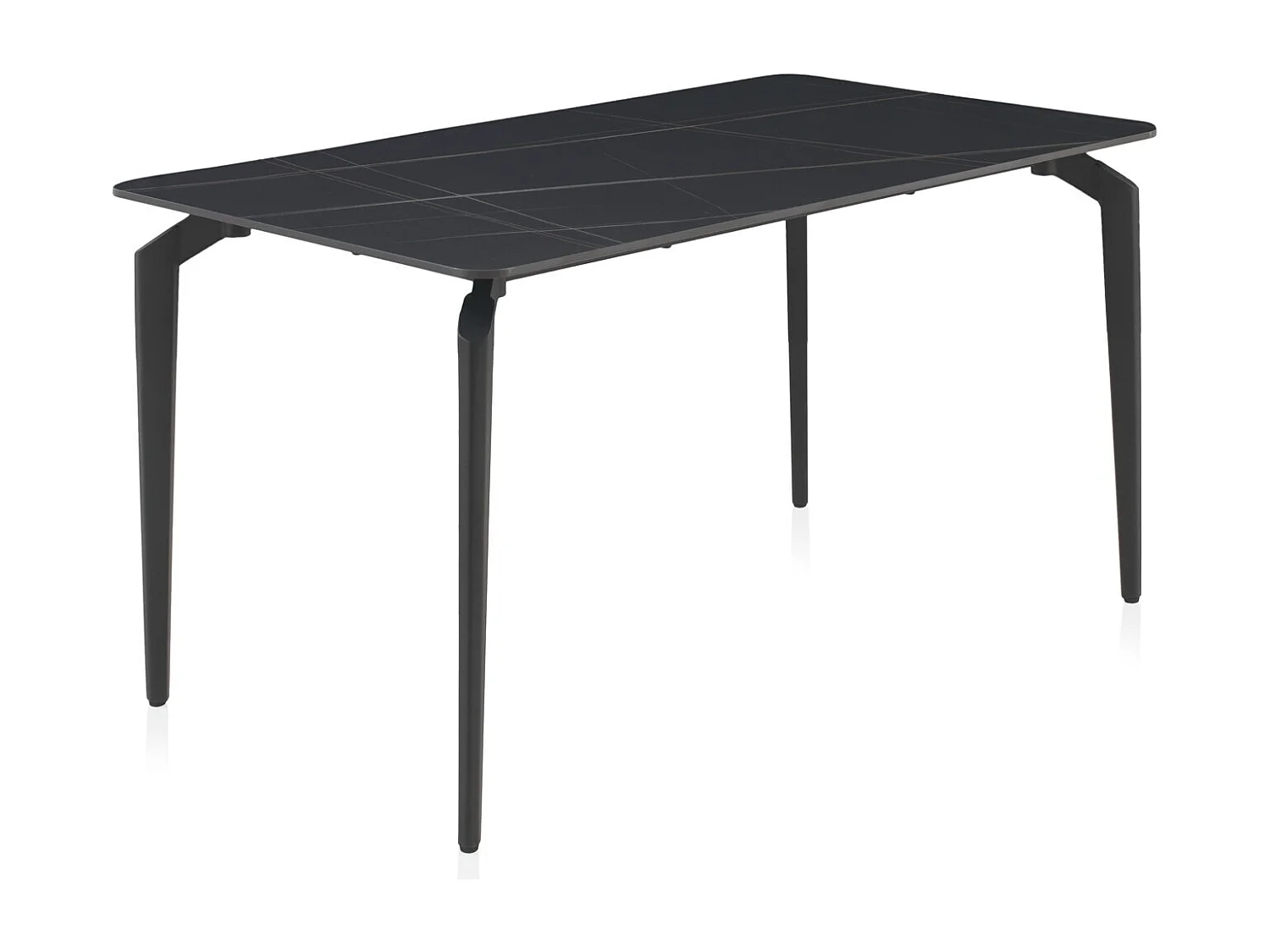 Mesa cerámica negra con patas de metal negras 140x80