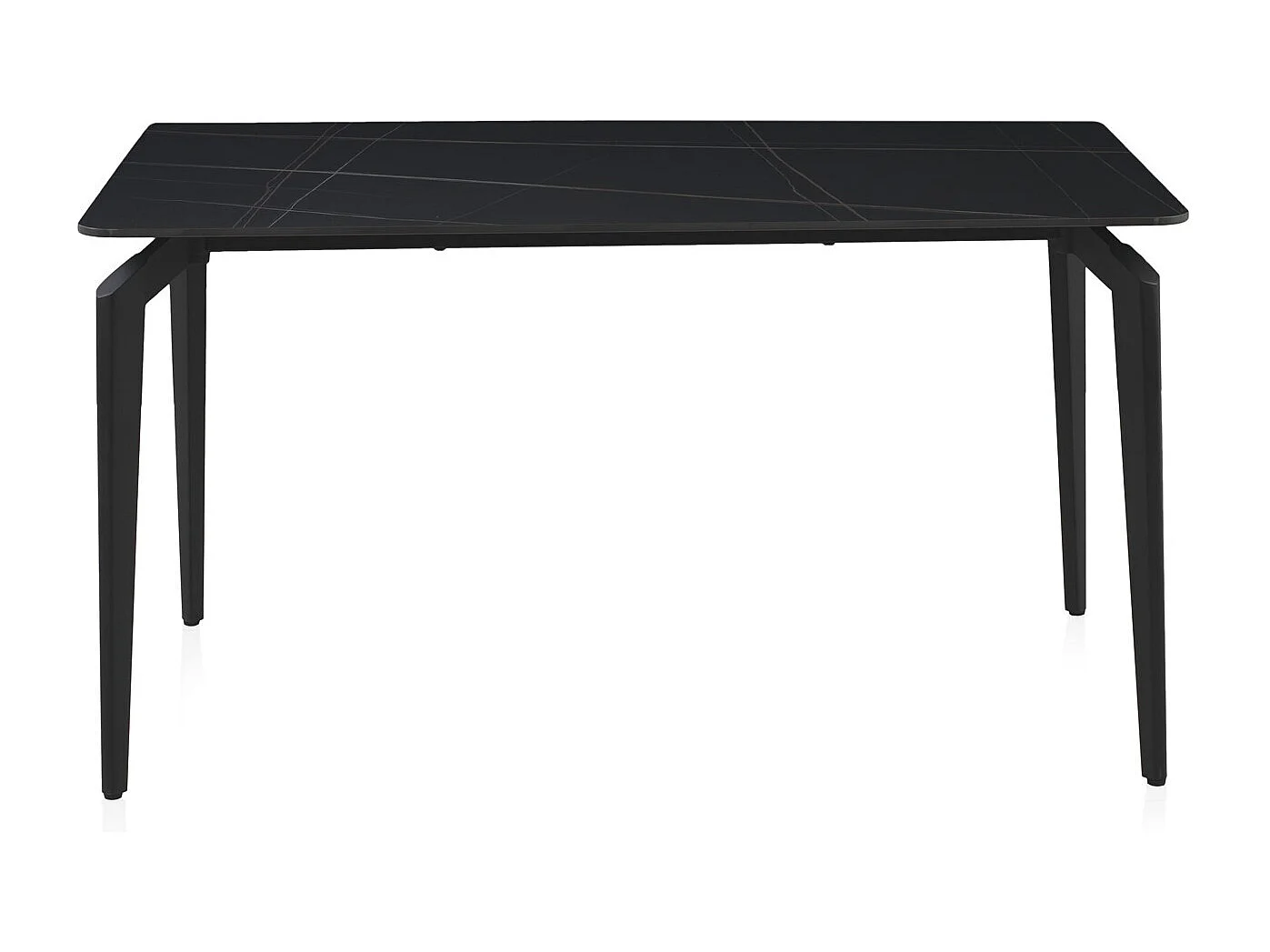 Mesa cerámica negra con patas de metal negras 140x80