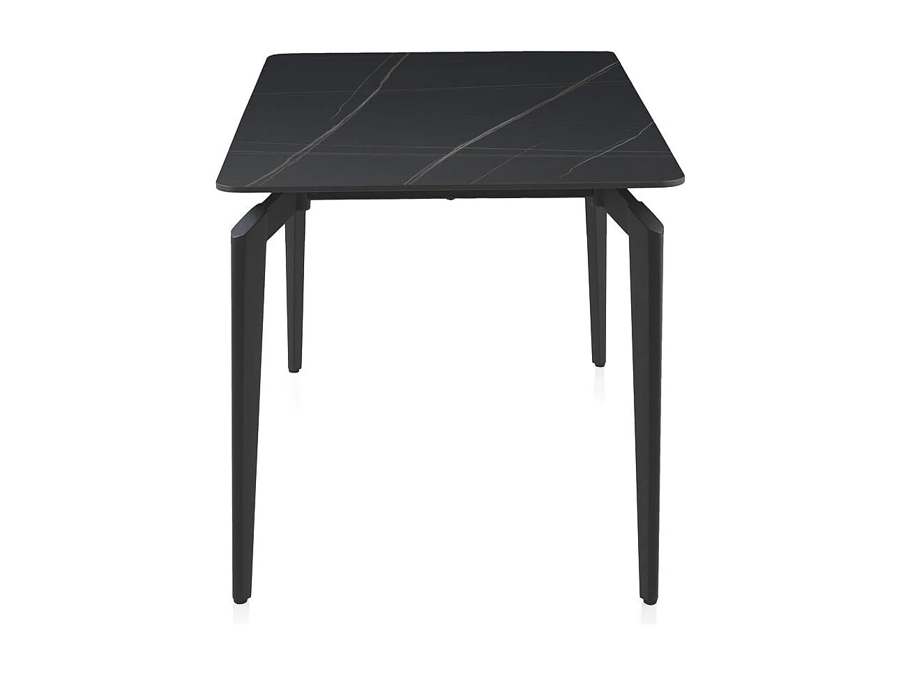 Mesa cerámica negra con patas de metal negras 140x80