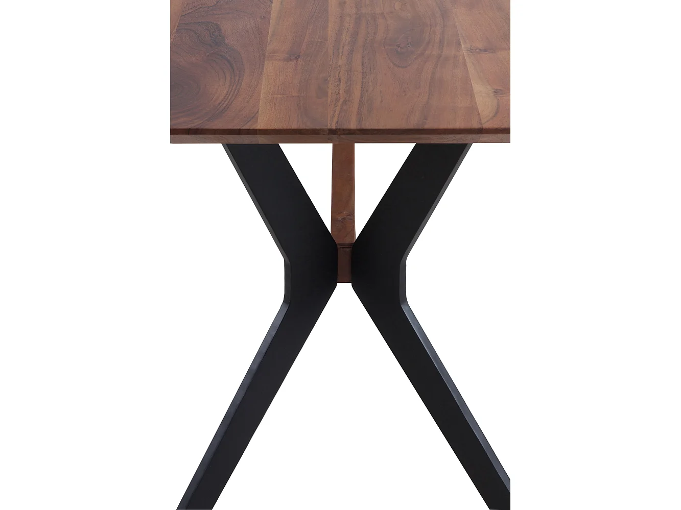 Tavolo in legno massiccio di acacia 200x100 con gambe in metallo nero