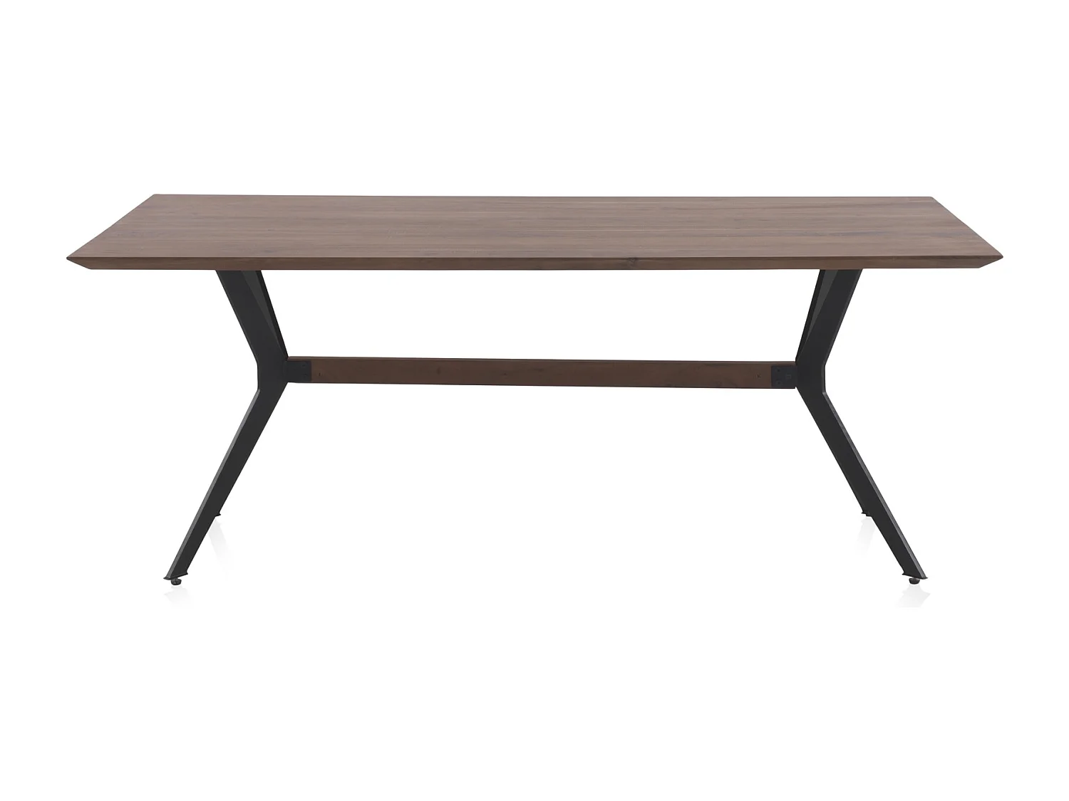 Mesa maciça de madeira de acácia 200x100 com pés de metal preto