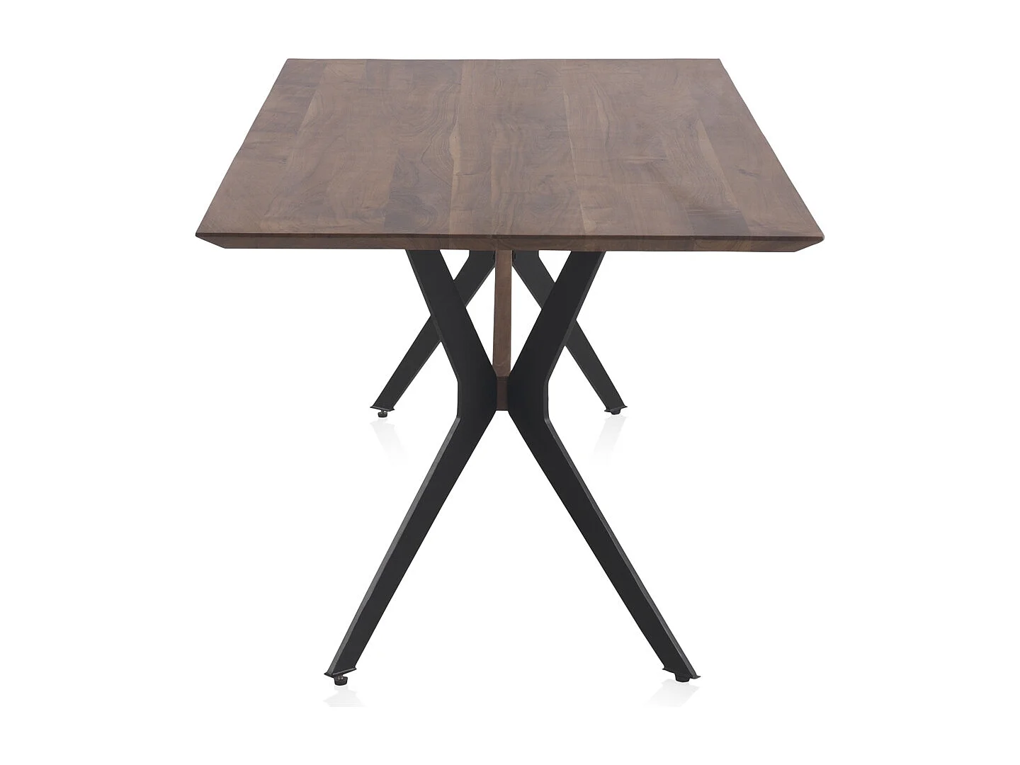 Mesa maciça de madeira de acácia 200x100 com pés de metal preto